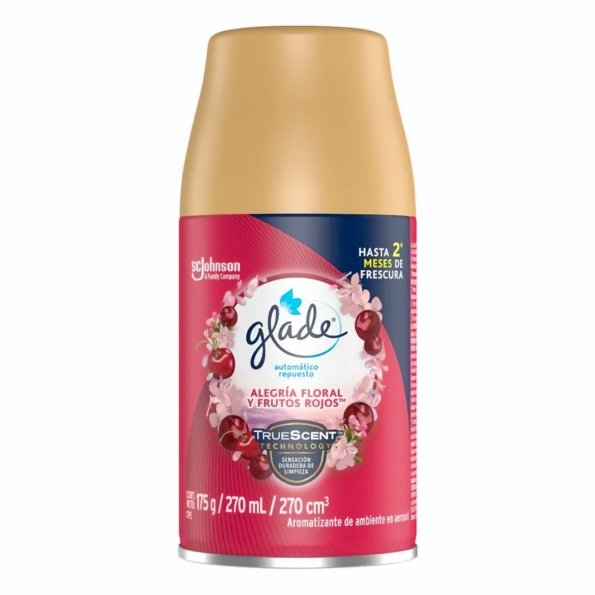 Ambientador Glade Automático en Aerosol Repuesto Alegría Floral y Frutos Rojos 175g