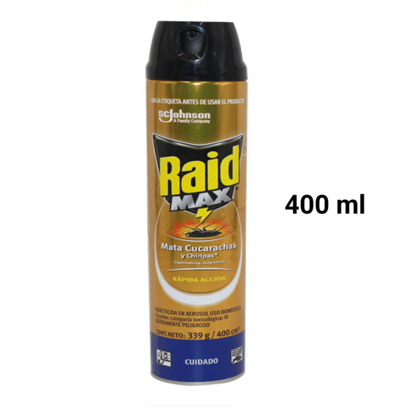 INSECTICIDA AEROSOL RAID MAX MATA CUCARACHAS 400 ML - ILUMINA CLEAN