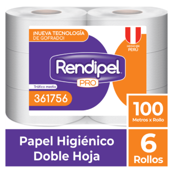 Papel Higiénico Jumbo Rendipel Doble Hoja 100 Metros Paquete x 6 Rollos - Ilumina Clean