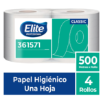 Papel higiénico blanco jumbo super económico una hoja 500 mt x 4 rollos Classic Elite - Ilumina Clean