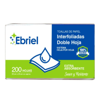 PAQUETE PAPEL TOALLA INTERFOLIADA EBRIEL 200 HOJAS - ILUMINA CLEAN