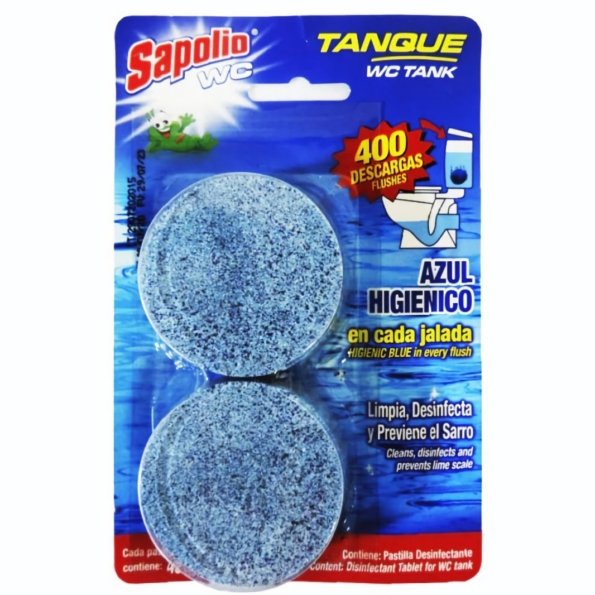 Pastilla Tanque WC Sapolio 45 gr Azul Paquete x 2 unidades