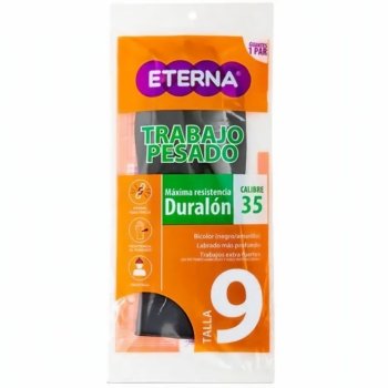 Guantes Industriales Eterna Duralon Calibre 25 Talla 9 Negro