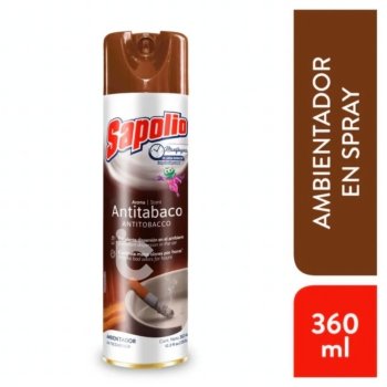 Ambientador en spray SAPOLIO antitabaco Frasco 360 ML.