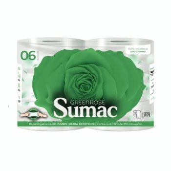 Papel Higiénico Jumbo Sumac 370 Metros  Verde Paquete x 6 Rollos